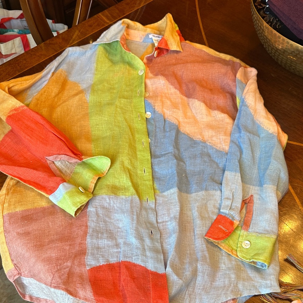 Multicolor Linen oversized shirt with matching sarong perfect condition